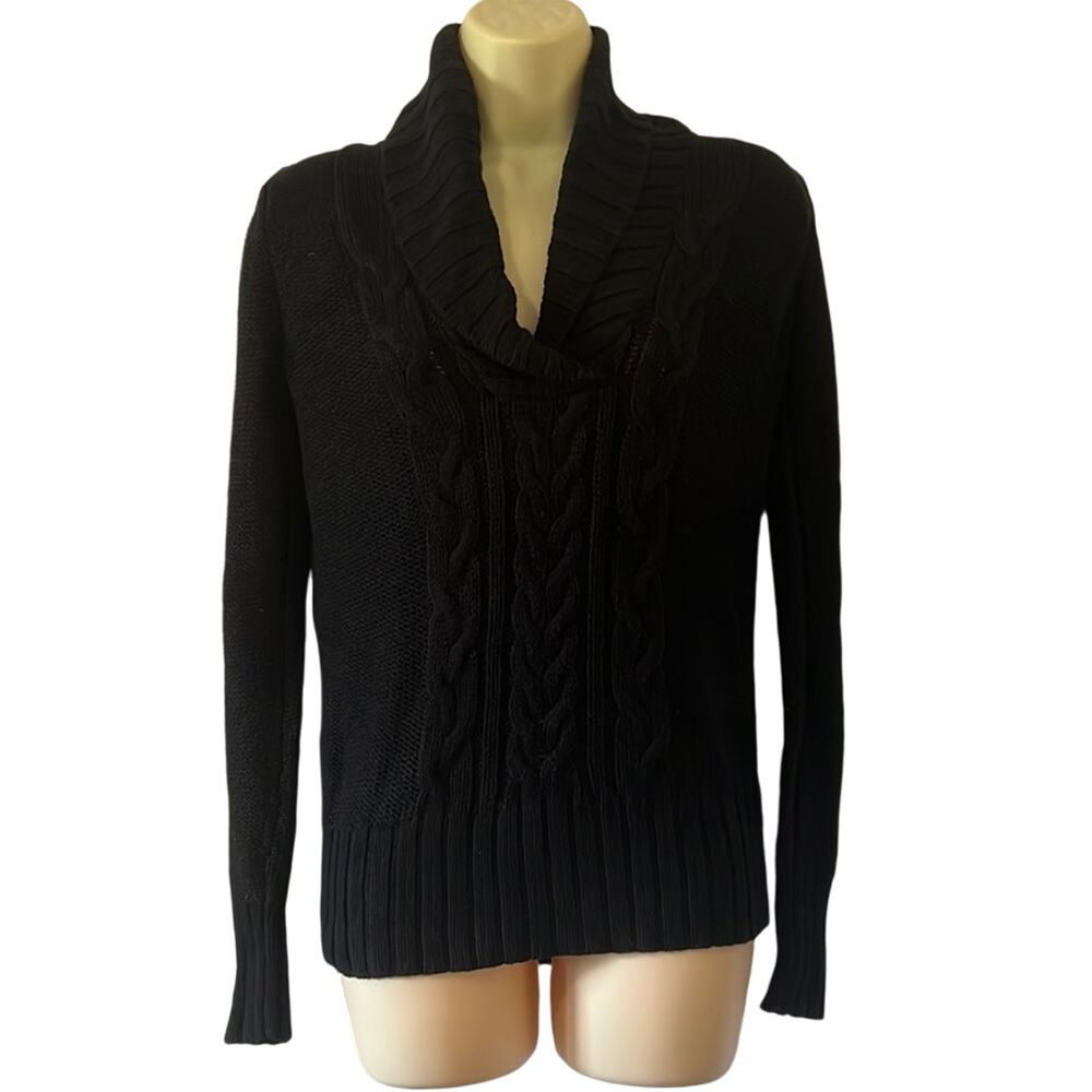 Old Navy XS Black Shawl Collar Sweater Cotton Blend Long Sleeves